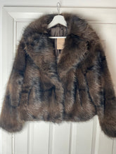 Load image into Gallery viewer, Tonie Faux Tonal Fur Jacket Chocolate