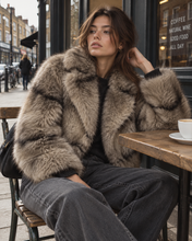 Load image into Gallery viewer, Fur Faux Mink Jacket Taupe
