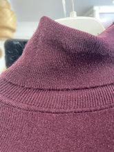 Load image into Gallery viewer, Fine Knit Button Cuff Roll Neck Jumper Plum