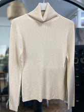 Load image into Gallery viewer, Frieda Fine Knit Button Cuff Roll Neck Jumper Cream