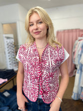 Load image into Gallery viewer, Chloe Bow Tie Front Block Print Gilet - Pink Floral