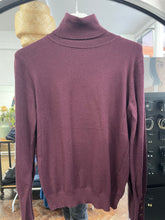 Load image into Gallery viewer, Fine Knit Button Cuff Roll Neck Jumper Plum