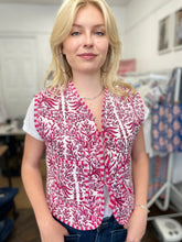 Load image into Gallery viewer, Chloe Bow Tie Front Block Print Gilet - Pink Floral