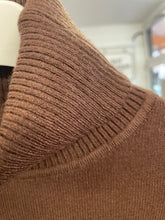 Load image into Gallery viewer, Frieda Fine Knit Button Cuff Roll Neck Jumper Chocolate