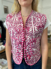 Load image into Gallery viewer, Chloe Bow Tie Front Block Print Gilet - Pink Floral
