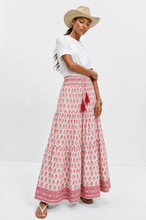 Load image into Gallery viewer, Maxi Gypsy Skirt in Cotton Voile Woodblock Print