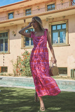 Load image into Gallery viewer, Tarie Tropical Emely Tiered Maxi Dress Pink/Orange