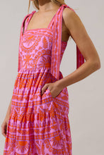 Load image into Gallery viewer, Tarie Tropical Emely Tiered Maxi Dress Pink/Orange