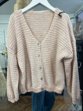 Load image into Gallery viewer, Becky Wool Blend Striped Cardigan Dusty Pink
