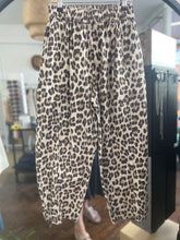 Load image into Gallery viewer, Leopard Cotton Barrel Leg Trouser Beige
