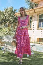 Load image into Gallery viewer, Tarie Tropical Emely Tiered Maxi Dress Pink/Orange
