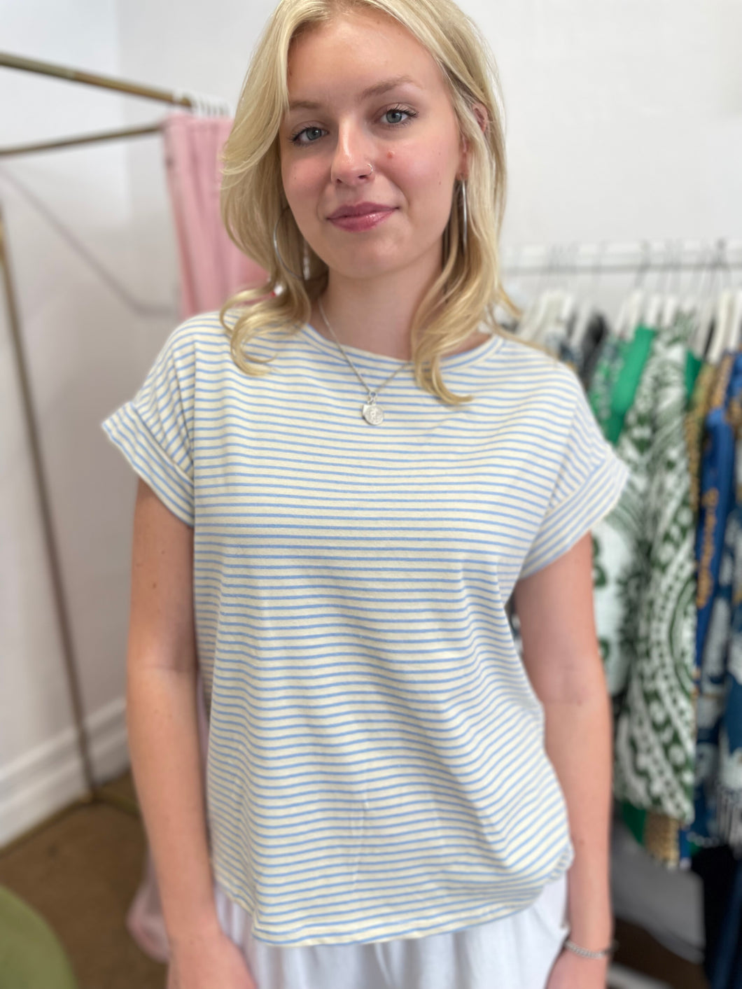 Andrea Striped T-Shirt Sky Blue