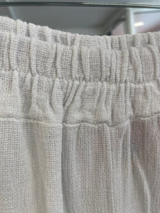 Teabag Washed Linen Wide Leg Trousers White