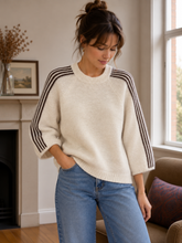 Load image into Gallery viewer, Triveni Stripe Long Sleeve Jumper Cream/Chocolate
