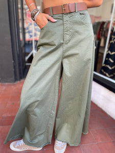 Pippa Stretch Palazzo Trouser Khaki