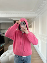 Load image into Gallery viewer, Mohair Zip Front Hoodie Cardigan Candy Pink
