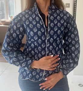Scalloped Cotton Jacket Midnight Lotus