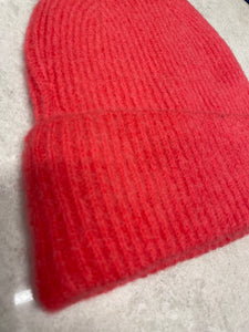 Fluffy Beanie Neon Coral