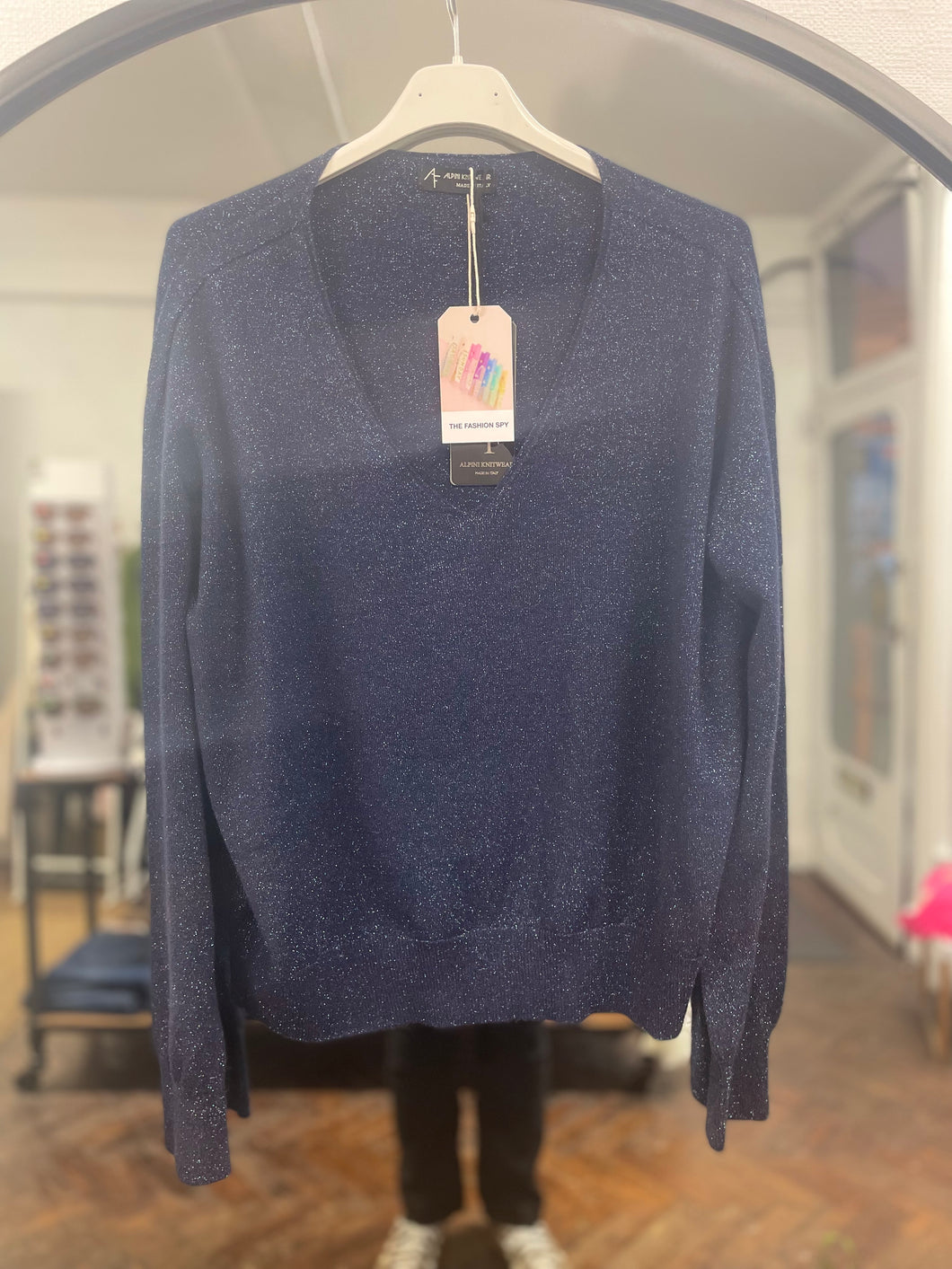 Holly Sparkle V Neck Navy