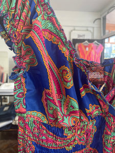 Silky Sue Paisley Dress Cobalt/Pink Paisley