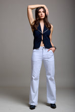 Load image into Gallery viewer, Gloria Patch Pocket Stretch Wide Leg Denim White
