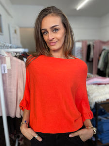 Florrie Frill Cuff Jumper Orange
