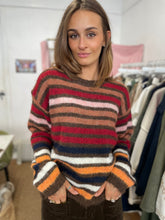 Load image into Gallery viewer, Skadi Multi Striped Knitted Jumper Red/Brown

