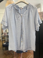 Load image into Gallery viewer, Valencia Checked Voile Short Sleeve Pale Blue
