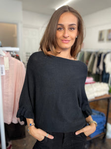 Florrie Frill Cuff Jumper Black