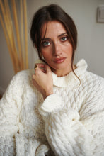 Load image into Gallery viewer, Esme Frill Collar Textured Knit Cream
