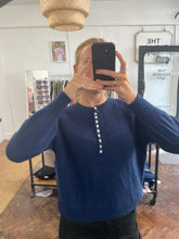 Load image into Gallery viewer, Soft Button Collar Jumper Navy
