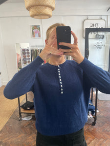 Soft Button Collar Jumper Navy