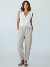 Load image into Gallery viewer, Washed Linen Frill Waistcoat White
