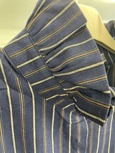 Load image into Gallery viewer, Matilde Stripe Frill Neck Blouse - Blue
