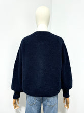 Load image into Gallery viewer, Mohair Zip Front Cardigan Marine Navy
