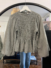 Load image into Gallery viewer, Dolly Gingham Shirred Top Khaki
