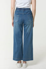 Load image into Gallery viewer, Tie Waist Wide Leg Jogger Jean Mid Wash
