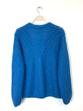 Load image into Gallery viewer, Claudia Open Knit Button Mohair Cardigan Petrol Blue
