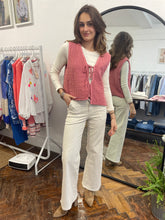 Load image into Gallery viewer, Loveday Rikrak Quilted Bow Front Gilet Antique Rose
