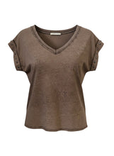 Load image into Gallery viewer, V Neck Star Stud T-Shirt Chocolate
