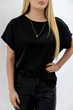 Load image into Gallery viewer, Satin Boxy T-shirt Top Black
