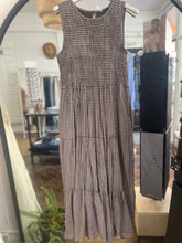 Load image into Gallery viewer, Luna Gingham Shirred Dress Chocolate
