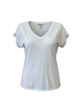 Load image into Gallery viewer, V Neck Star Stud T-Shirt White
