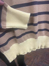 Load image into Gallery viewer, Wendy Thin Stripe Cotton Crew Neck Jumper Taupe/Navy/Yellow
