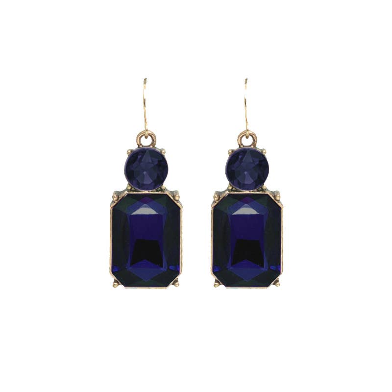 Twin Gem Earring in Navy