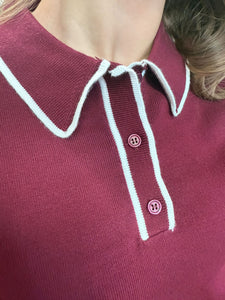 Polo Tipping Knitted Jumper Berry
