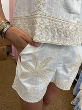 Load image into Gallery viewer, Palm Tree Embroidered Shorts Set Cream
