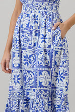 Load image into Gallery viewer, Arbor Floral Belraj Poplin Maxi Dress White/Blue
