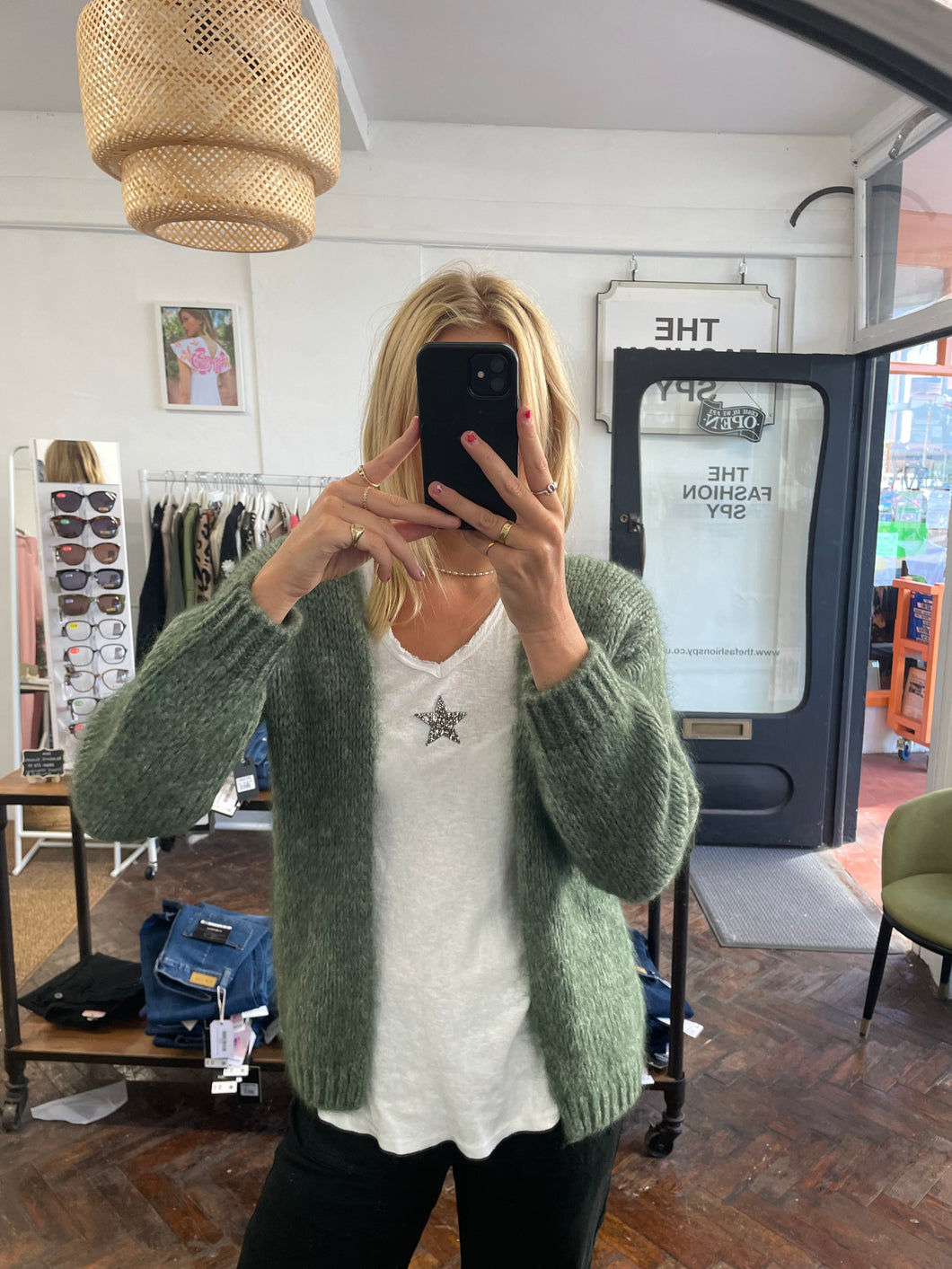 Beatrice Mohair Cardigan Khaki