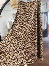 Load image into Gallery viewer, Kat Bias Cut Satin Leopard Skirt Camel
